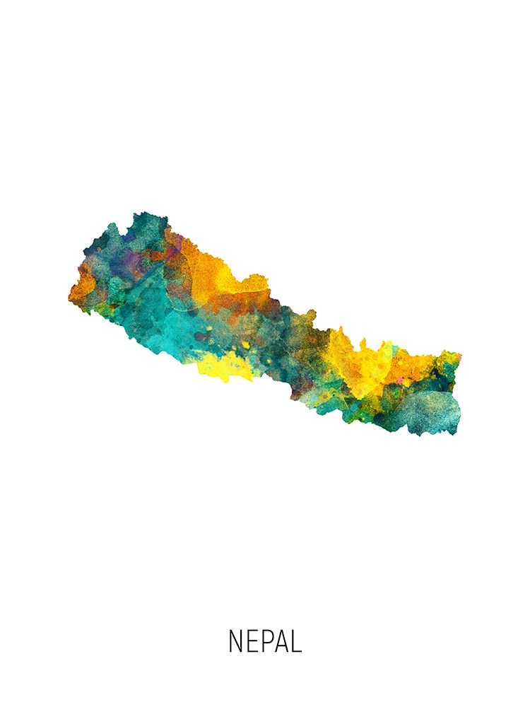 Nepal Watercolor Map art print by Michael Tompsett for $57.95 CAD