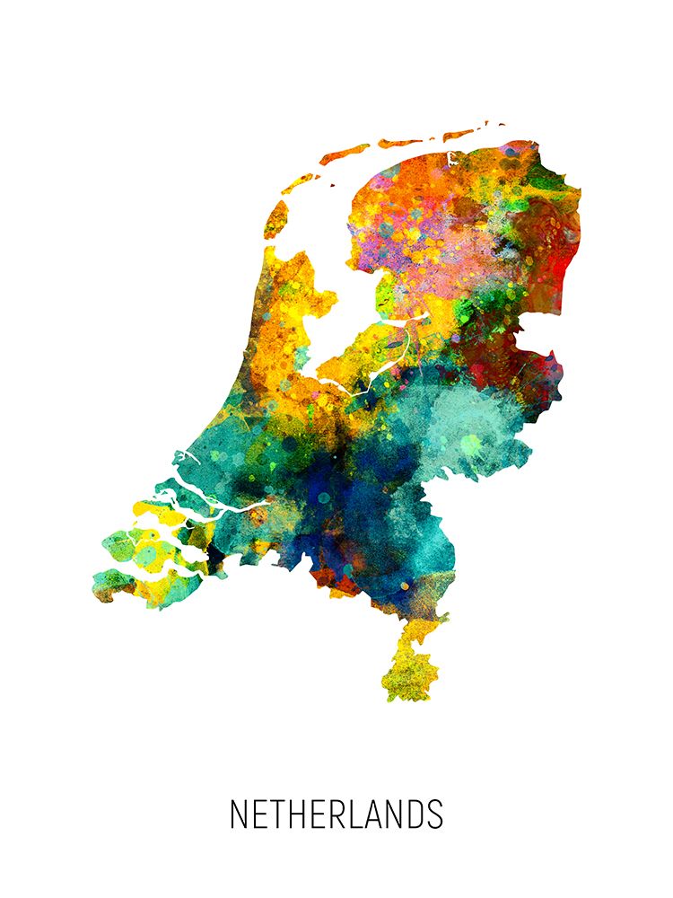Netherlands Watercolor Map art print by Michael Tompsett for $57.95 CAD