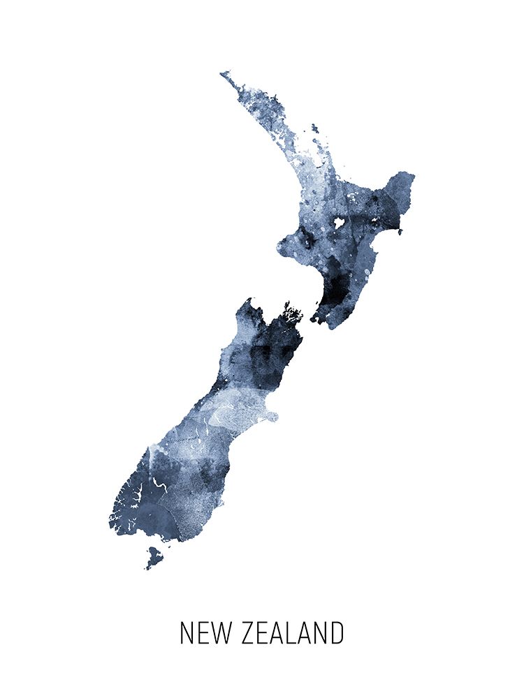 New Zealand Watercolor Map art print by Michael Tompsett for $57.95 CAD