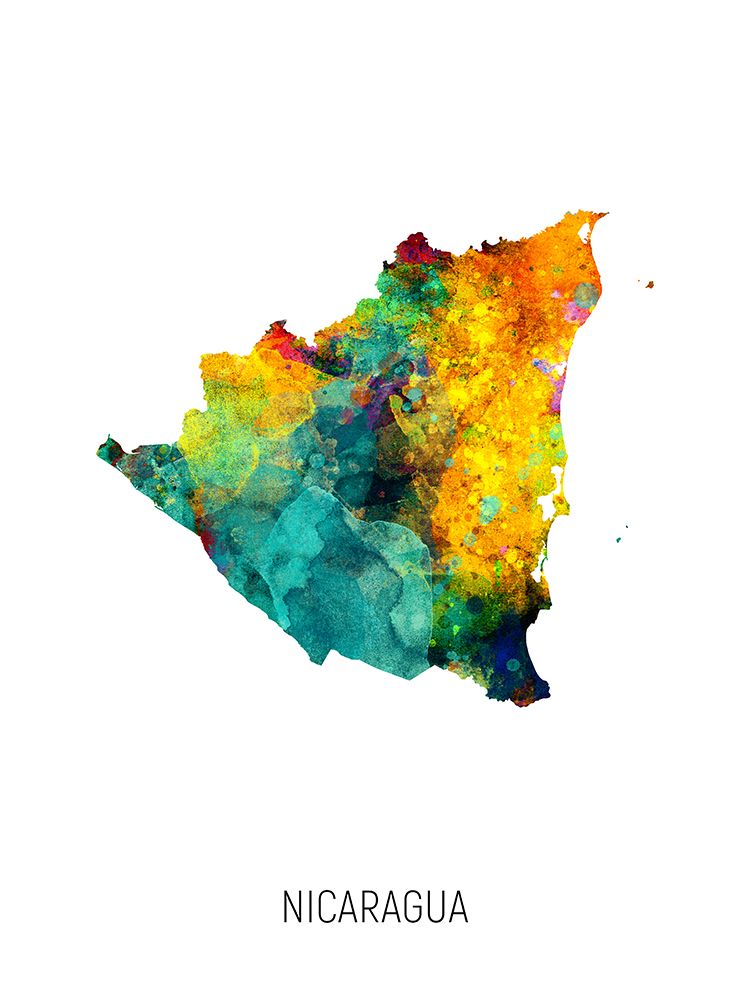 Nicaragua Watercolor Map art print by Michael Tompsett for $57.95 CAD