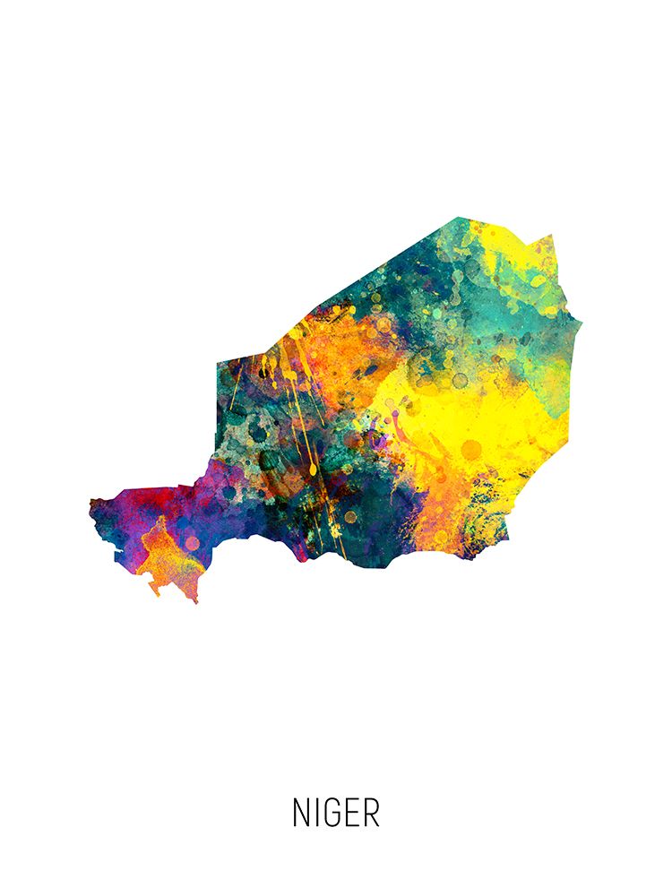 Niger Watercolor Map art print by Michael Tompsett for $57.95 CAD