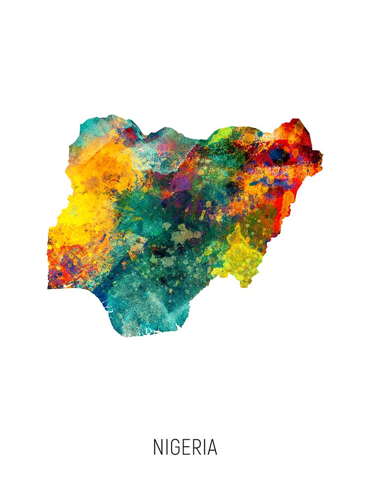 Nigeria Watercolor Map art print by Michael Tompsett for $57.95 CAD
