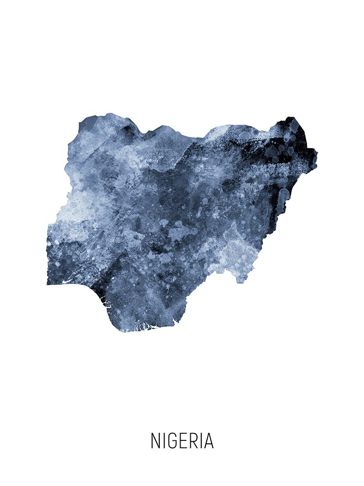 Nigeria Watercolor Map art print by Michael Tompsett for $57.95 CAD