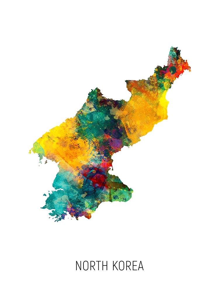 North Korea Watercolor Map art print by Michael Tompsett for $57.95 CAD