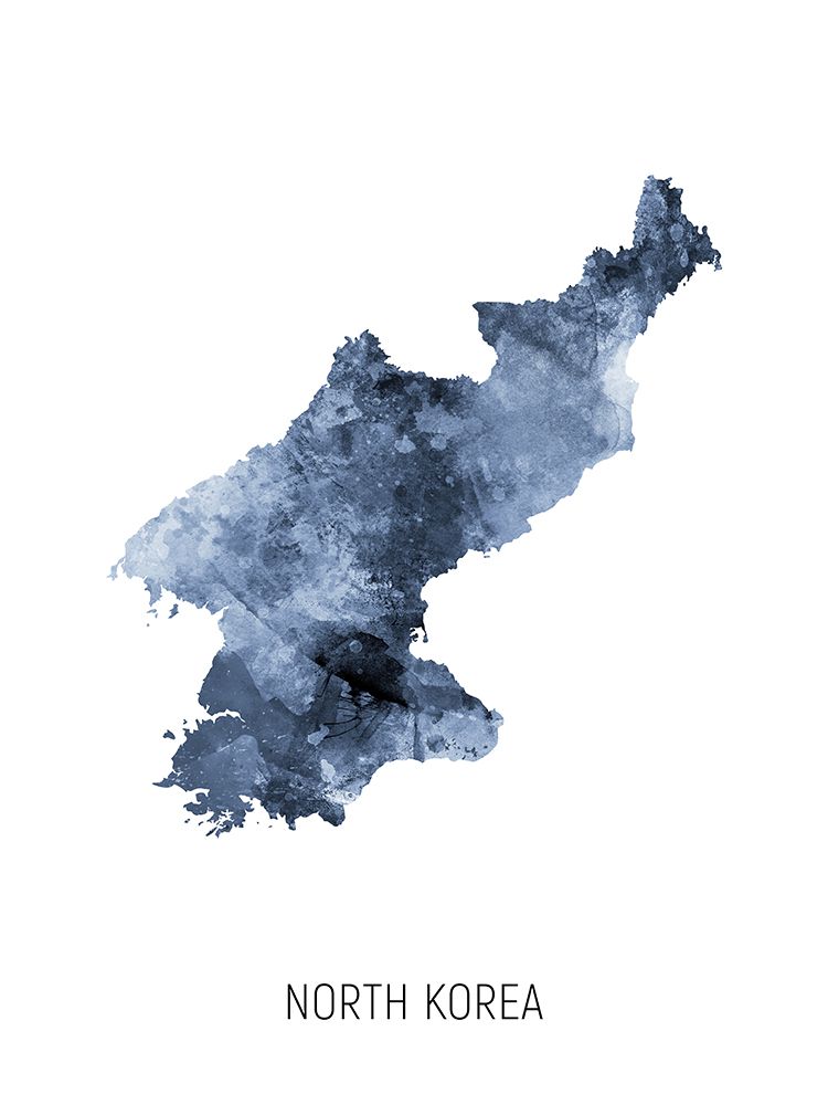 North Korea Watercolor Map art print by Michael Tompsett for $57.95 CAD