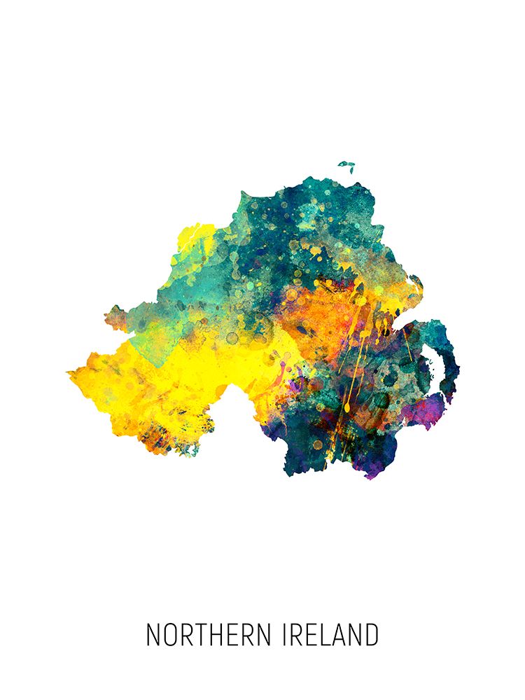 Northern Ireland Watercolor Map art print by Michael Tompsett for $57.95 CAD