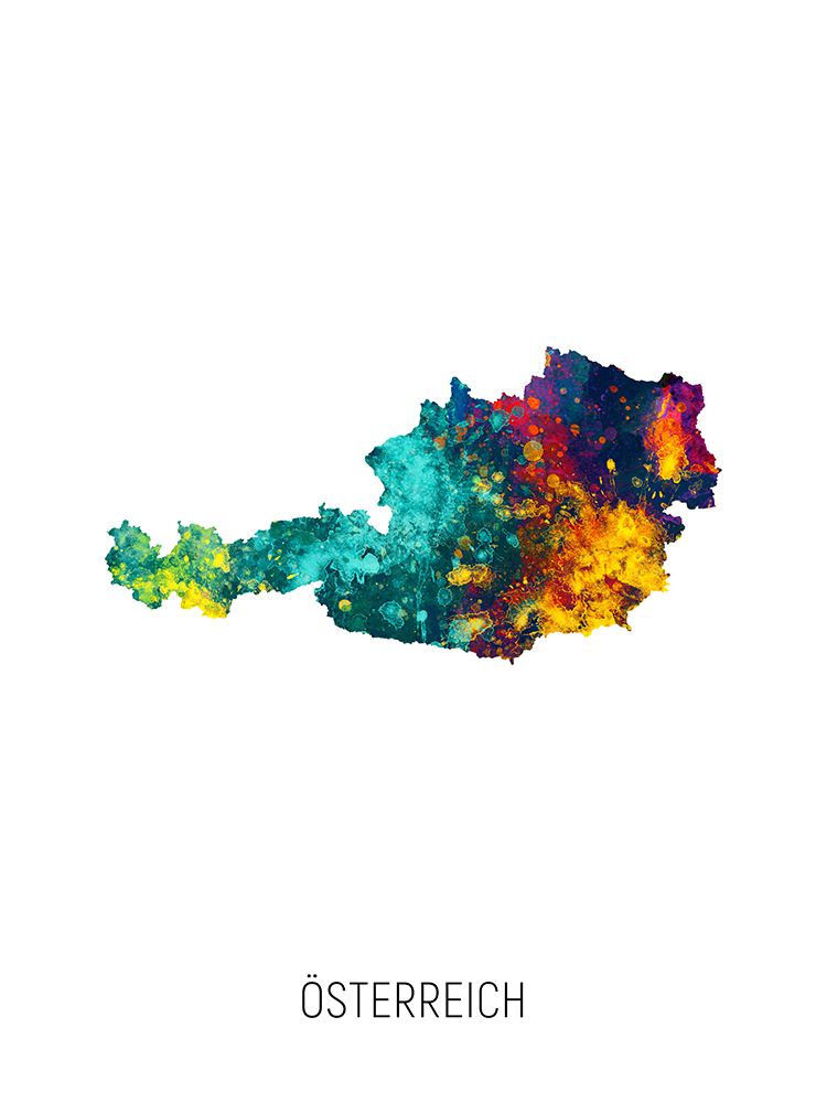 Osterreich Watercolor Map art print by Michael Tompsett for $57.95 CAD