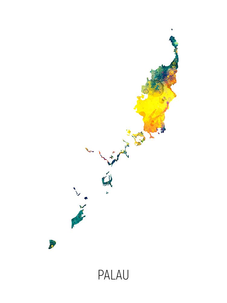 Palau Watercolor Map art print by Michael Tompsett for $57.95 CAD