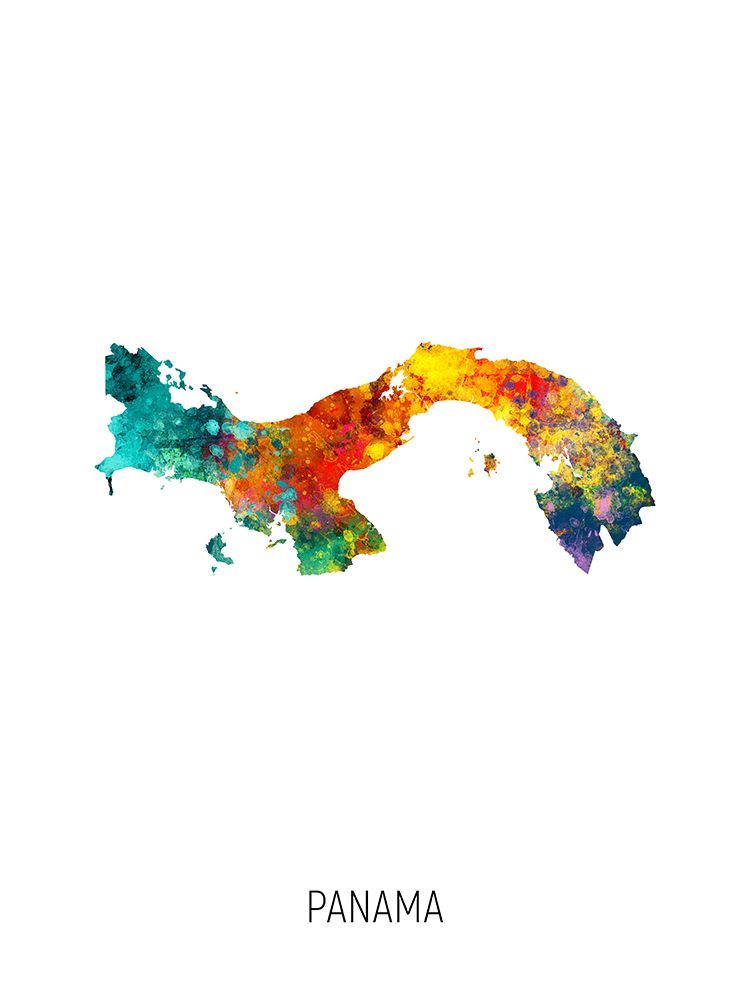 Panama Watercolor Map art print by Michael Tompsett for $57.95 CAD