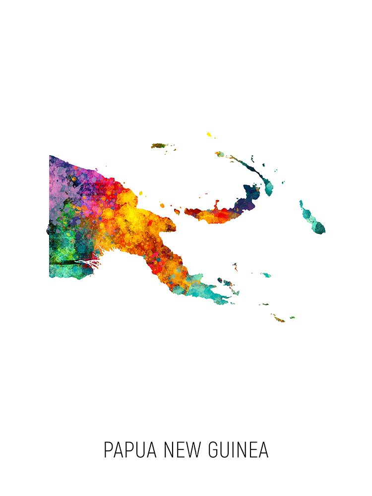 Papua New Guinea Watercolor Map art print by Michael Tompsett for $57.95 CAD