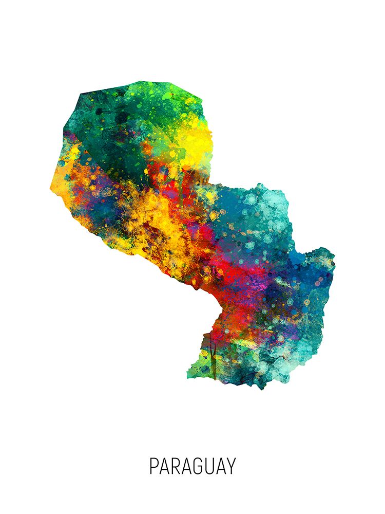 Paraguay Watercolor Map art print by Michael Tompsett for $57.95 CAD