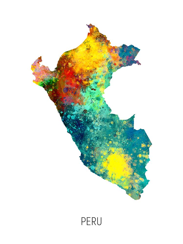 Peru Watercolor Map art print by Michael Tompsett for $57.95 CAD