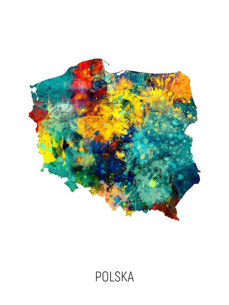 Polska Watercolor Map art print by Michael Tompsett for $57.95 CAD