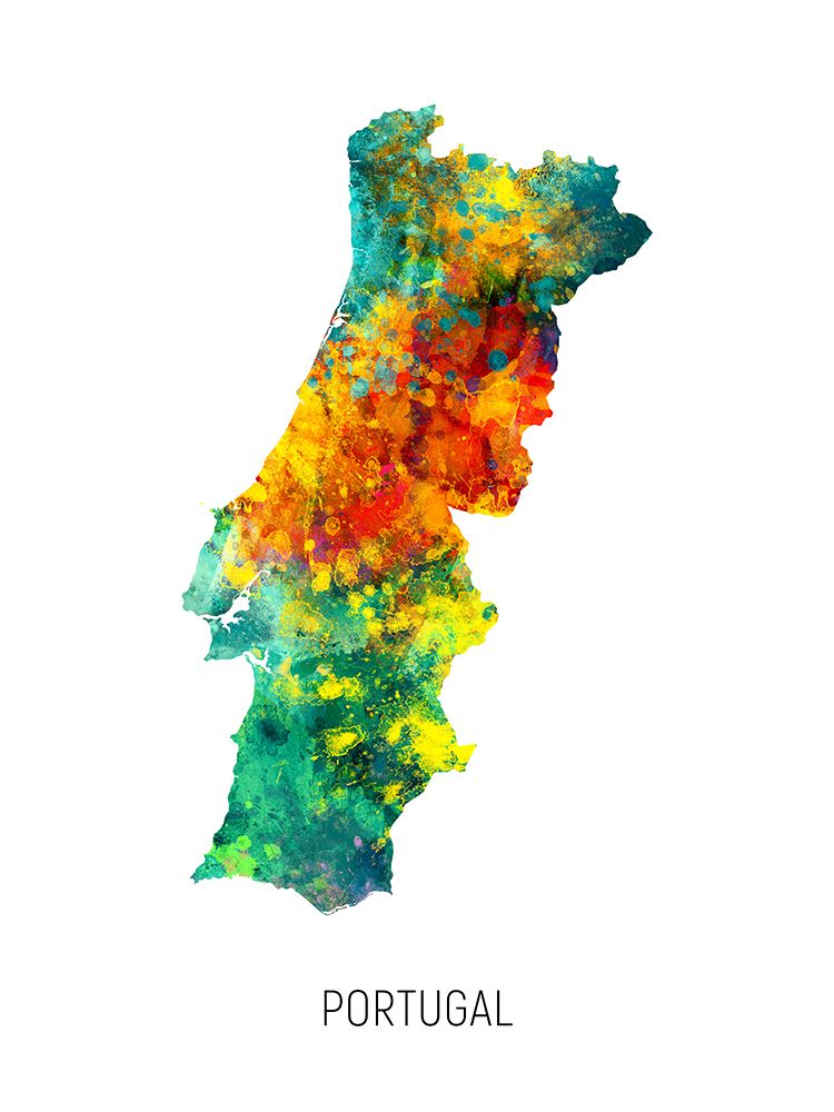 Portugal Watercolor Map art print by Michael Tompsett for $57.95 CAD