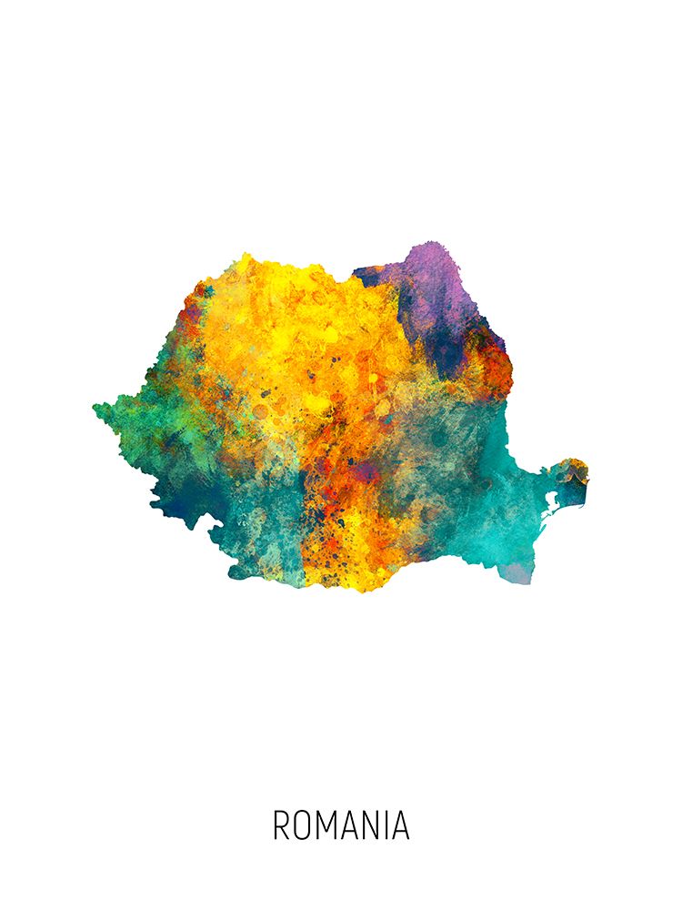 Romania Watercolor Map art print by Michael Tompsett for $57.95 CAD