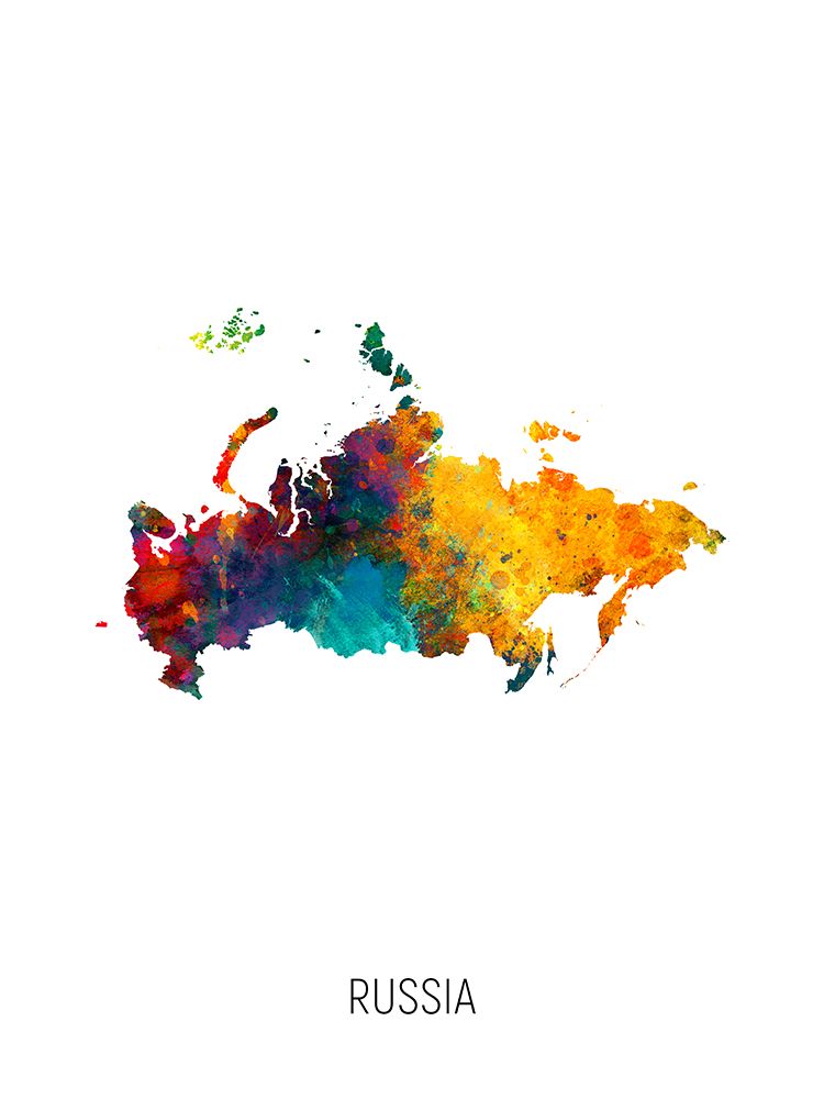 Russia Watercolor Map art print by Michael Tompsett for $57.95 CAD