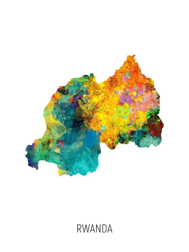Rwanda Watercolor Map art print by Michael Tompsett for $57.95 CAD