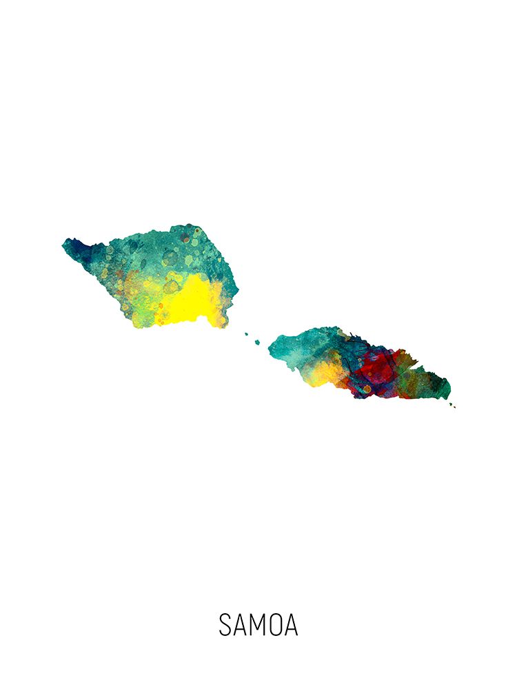 Samoa Watercolor Map art print by Michael Tompsett for $57.95 CAD