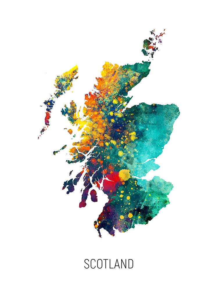 Scotland Watercolor Map art print by Michael Tompsett for $57.95 CAD