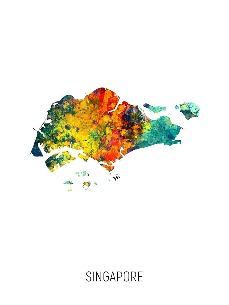 Singapore Watercolor Map art print by Michael Tompsett for $57.95 CAD