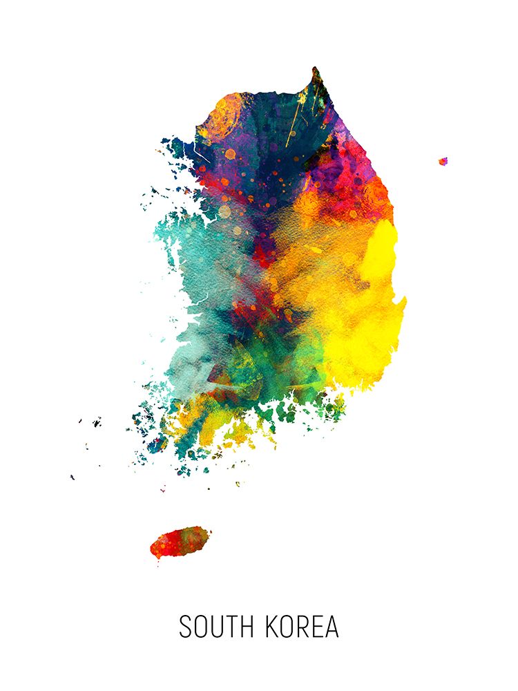 South Korea Watercolor Map art print by Michael Tompsett for $57.95 CAD