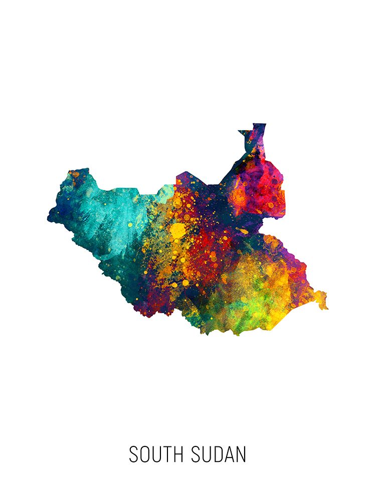 South Sudan Watercolor Map art print by Michael Tompsett for $57.95 CAD