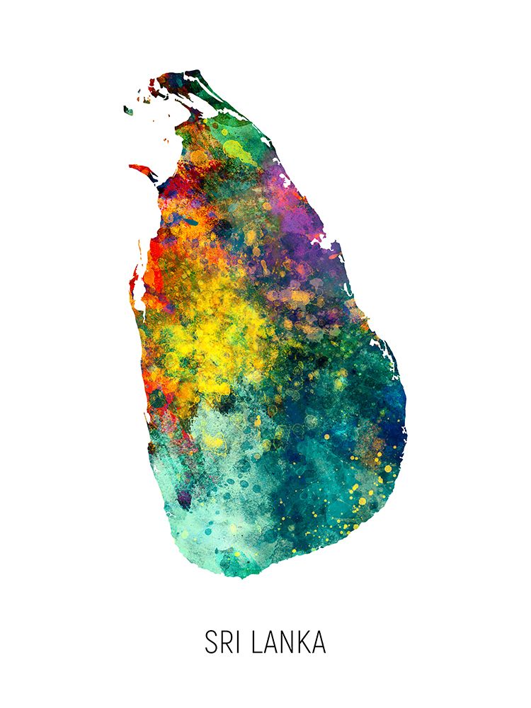 Sri Lanka Watercolor Map art print by Michael Tompsett for $57.95 CAD