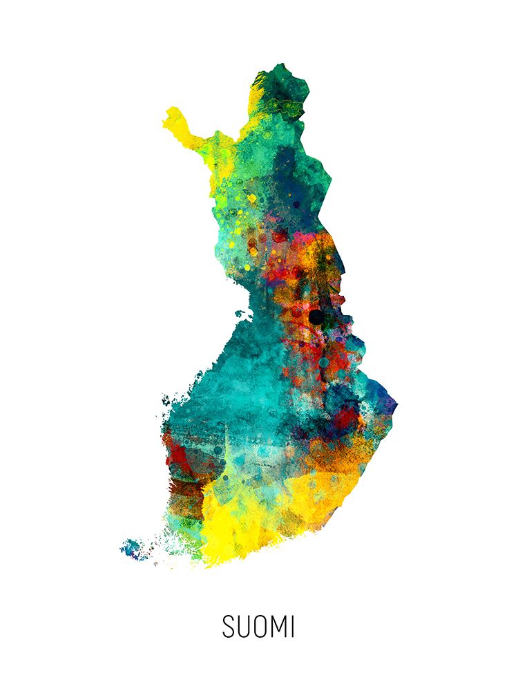 Suomi Watercolor Map art print by Michael Tompsett for $57.95 CAD