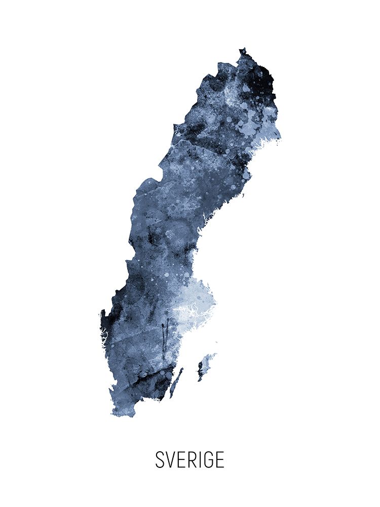 Sverige Watercolor Map art print by Michael Tompsett for $57.95 CAD