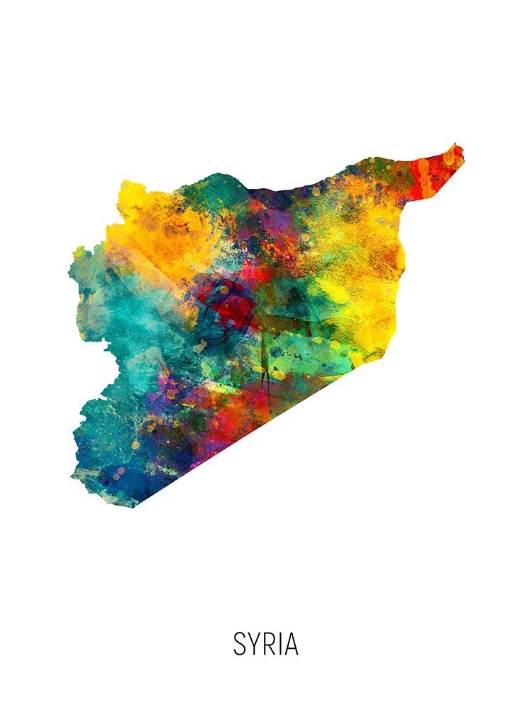 Syria Watercolor Map art print by Michael Tompsett for $57.95 CAD