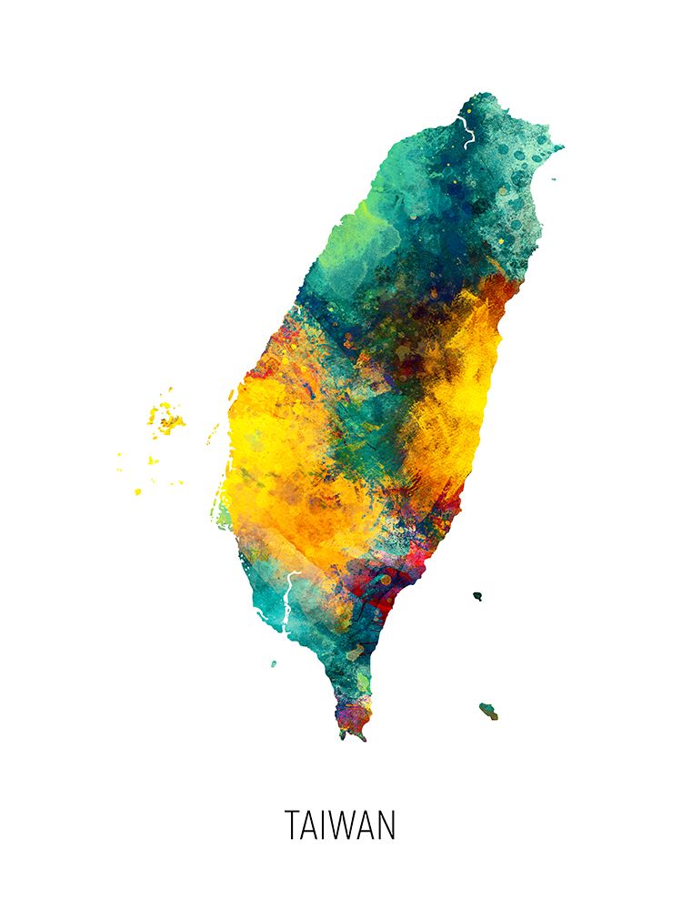 Taiwan Watercolor Map art print by Michael Tompsett for $57.95 CAD
