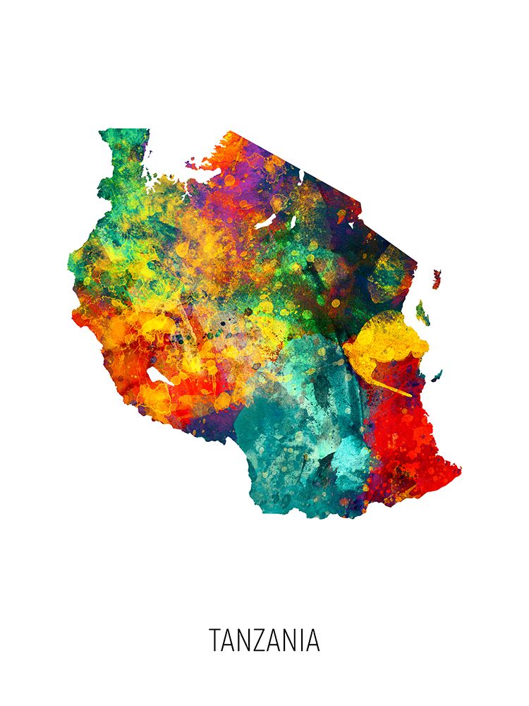Tanzania Watercolor Map art print by Michael Tompsett for $57.95 CAD