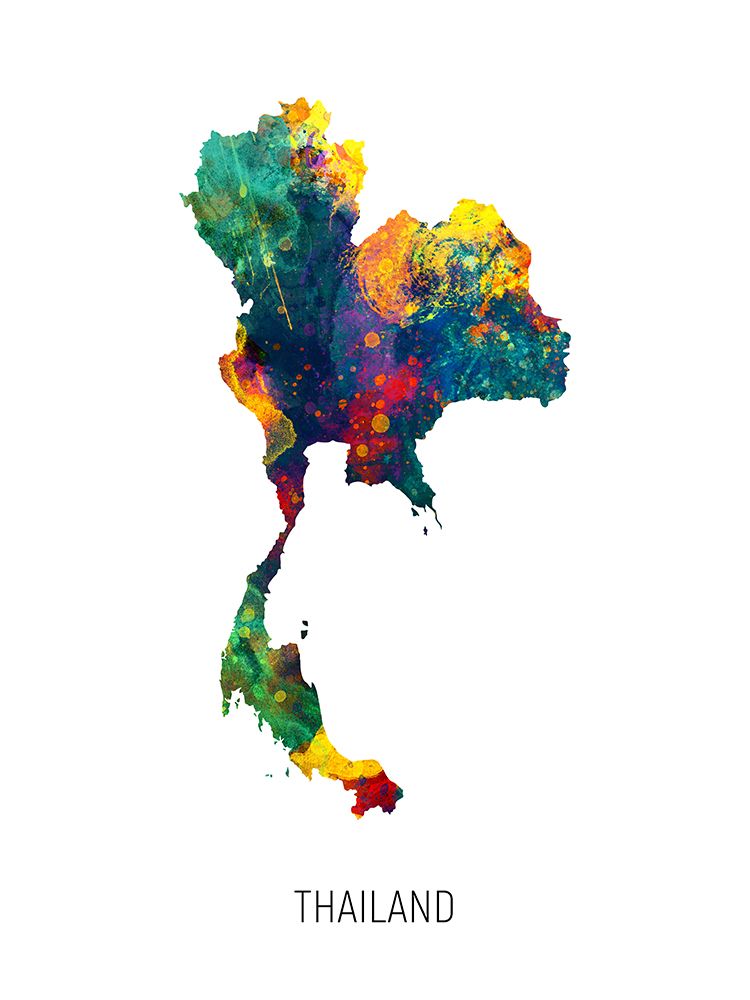 Thailand Watercolor Map art print by Michael Tompsett for $57.95 CAD