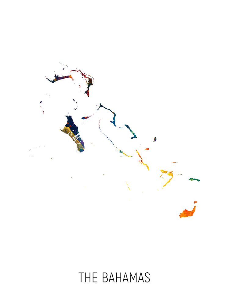 The Bahamas Watercolor Map art print by Michael Tompsett for $57.95 CAD