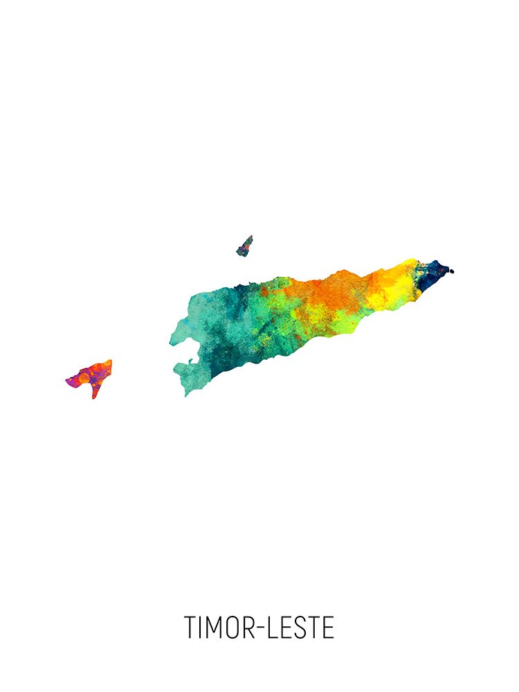 Timor-Leste Watercolor Map art print by Michael Tompsett for $57.95 CAD