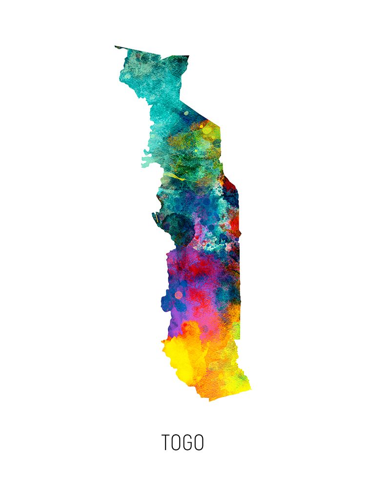 Togo Watercolor Map art print by Michael Tompsett for $57.95 CAD