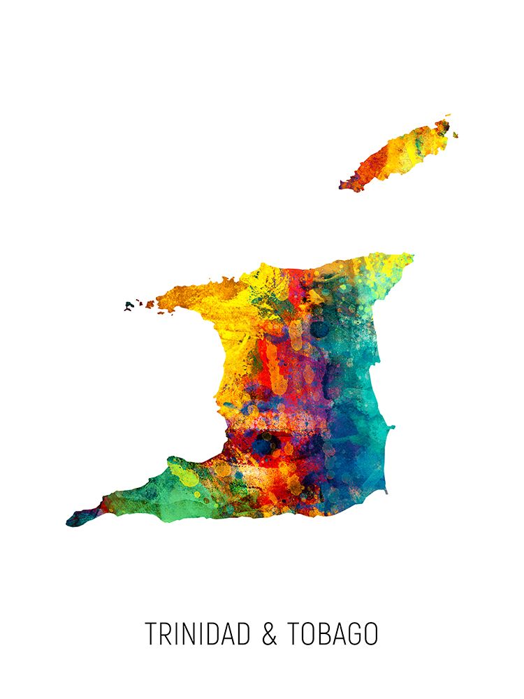 Trinidad a Tobago Watercolor Map art print by Michael Tompsett for $57.95 CAD