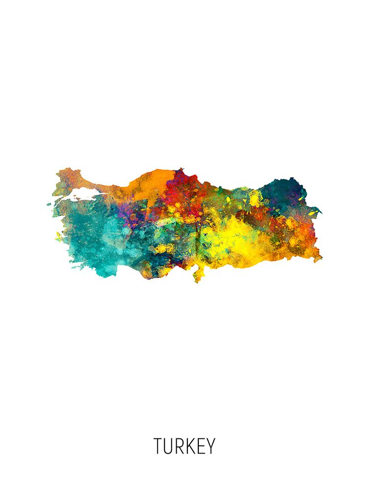 Turkey Watercolor Map art print by Michael Tompsett for $57.95 CAD