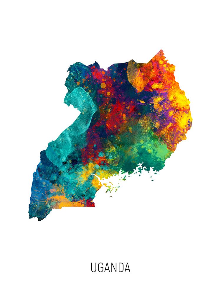 Uganda Watercolor Map art print by Michael Tompsett for $57.95 CAD