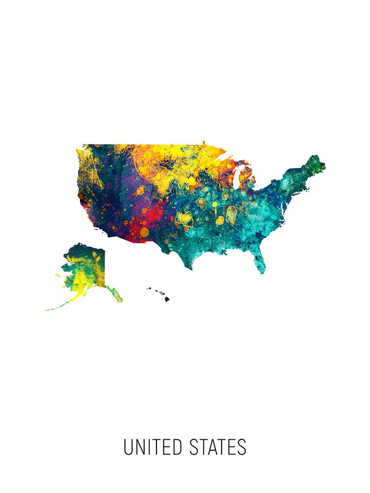 United States Watercolor Map art print by Michael Tompsett for $57.95 CAD