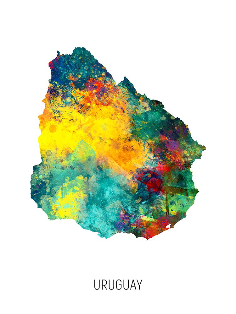 Uruguay Watercolor Map art print by Michael Tompsett for $57.95 CAD