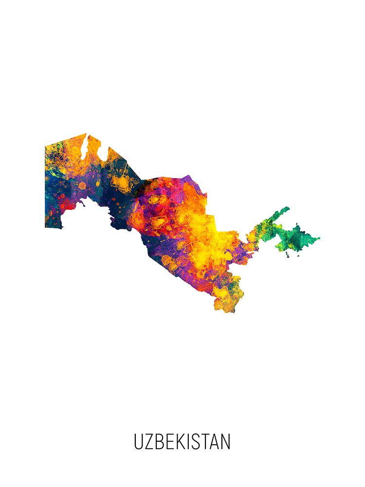 Uzbekistan Watercolor Map art print by Michael Tompsett for $57.95 CAD