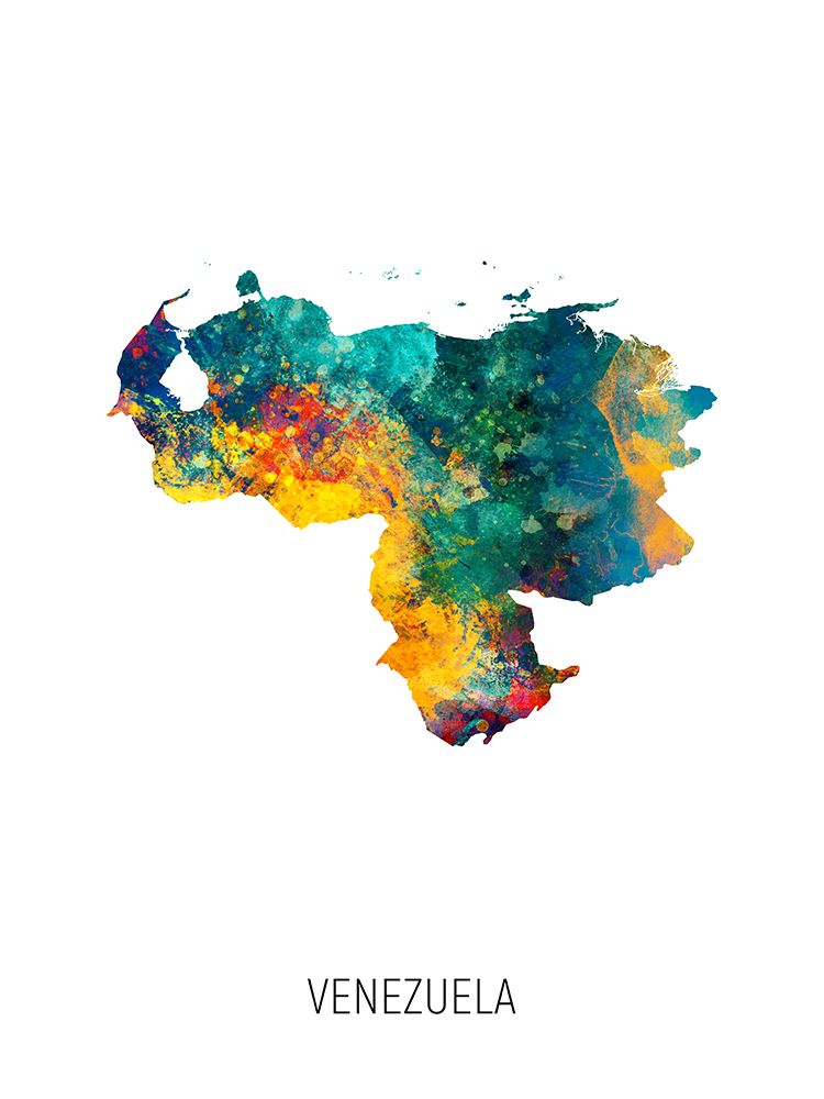 Venezuela Watercolor Map art print by Michael Tompsett for $57.95 CAD