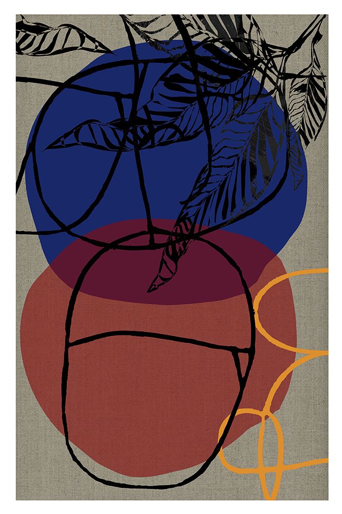 Woodblock Leaf Purple Blue Red Abstract 3 Final art print by cartissi for $57.95 CAD