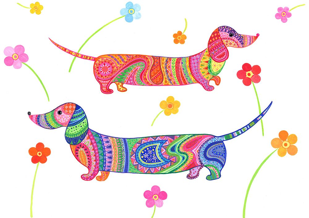 20240507132407121 0001 Sausage Dogs and Flowers Re Worked art print by Isabelle Brent for $57.95 CAD