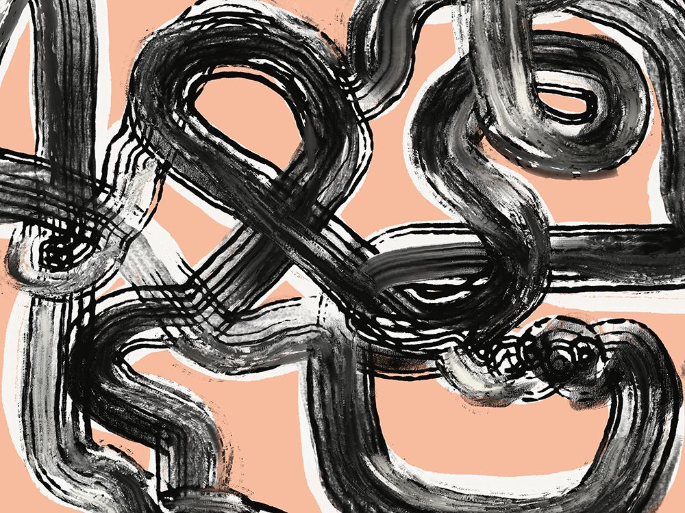 Zen line art in black pink art print by Little Dean for $57.95 CAD