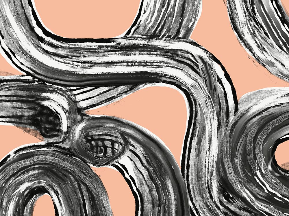 Zen line art in black pink V2 art print by Little Dean for $57.95 CAD