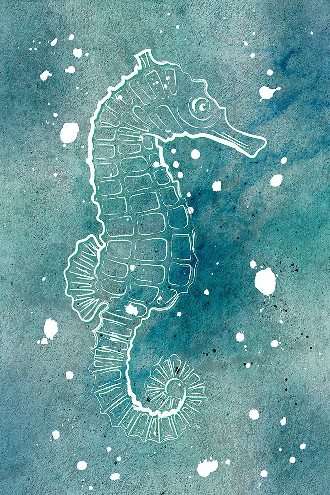 Cyan Seahorse art print by Martina for $57.95 CAD