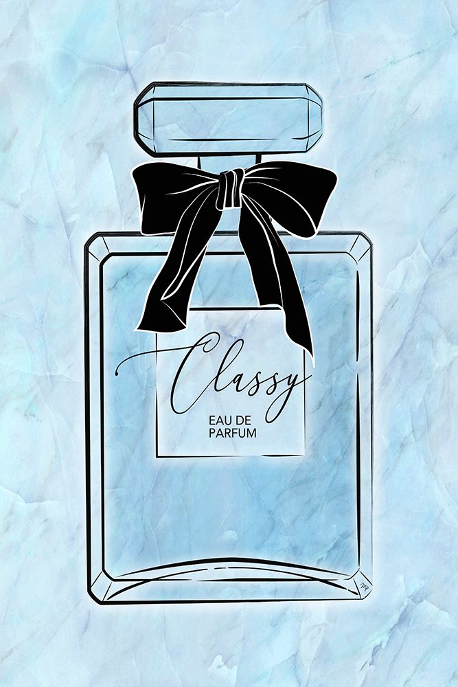 Classy Perfume Blue art print by Martina for $57.95 CAD