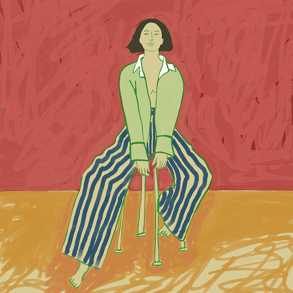 Woman on stool art print by Sharyn Bursic for $57.95 CAD